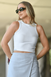 Blusa Cropped Regata Nadador Basic Slim Canelado Power Daya