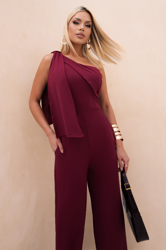 Macacão Pantalona Assimétrico Fluído Susana Framboesa