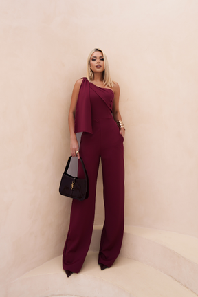 Macacão Pantalona Assimétrico Fluído Susana Framboesa